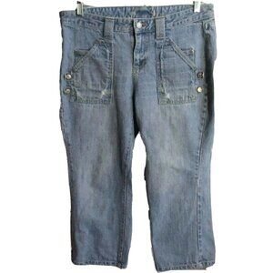 34x24 True Vtg 80s ZENA HIGH WAIST DENIM MOM CAPRIS DISTRESS JEANS